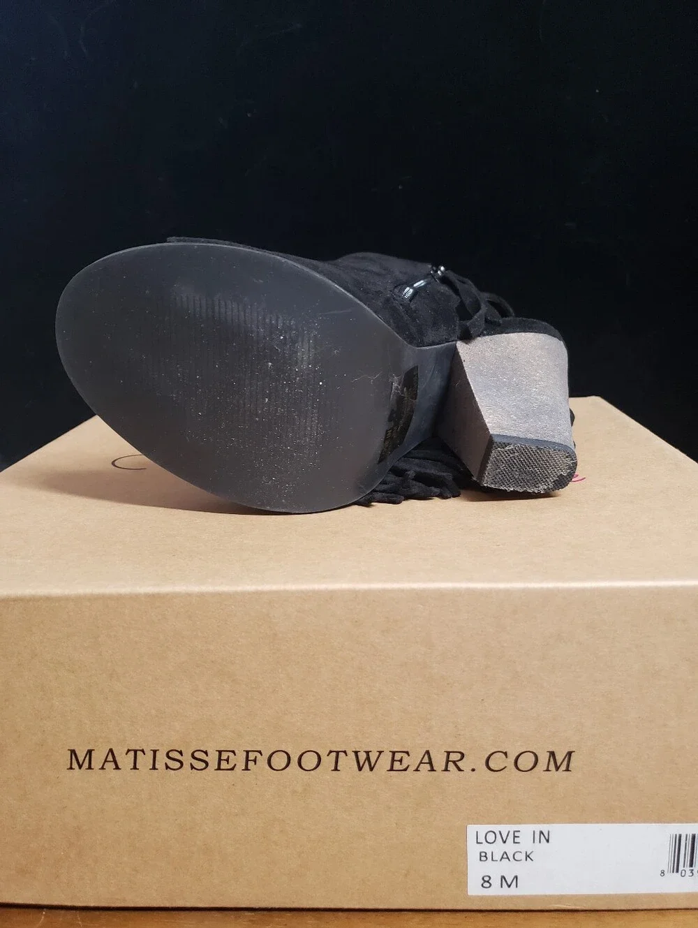 Coconuts by Matisse Black Suede Peep-Toe Tassel Block Heel Booties